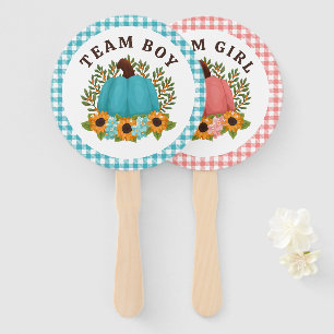 Little Pumpkin Gender Reveal Vote Boy or Girl Hand Fan