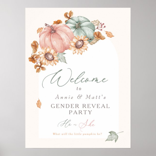 Little Pumpkin Gender Reveal Welcome sign poster (Front)