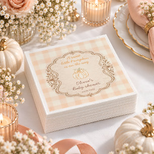 Little Pumpkin Gingham Baby Shower Napkin