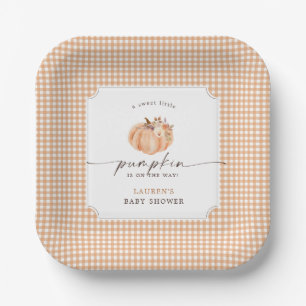 Little Pumpkin Gingham Baby Shower Party Plates