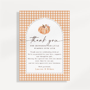 Little Pumpkin Gingham Baby Shower Thank You Card