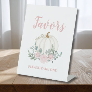 Little Pumpkin Girl Baby Shower Favours Pedestal Sign