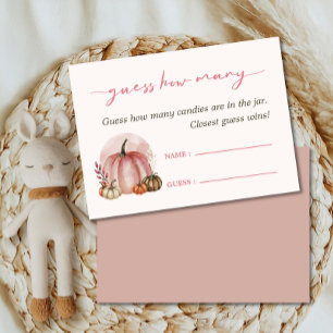 Little Pumpkin Girl Baby Shower Guess How Many Enclosure Card