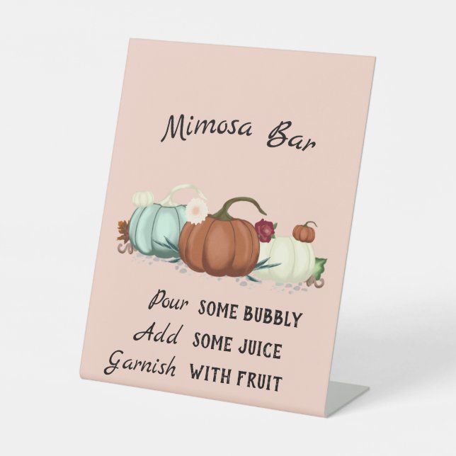 Little Pumpkin Girl Baby Shower Mimosa Bar Pedestal Sign (Front)