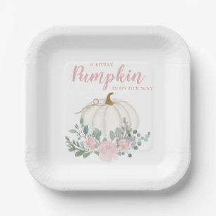 Little Pumpkin Girl Baby Shower Paper Plate