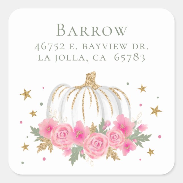 Little Pumpkin Girl Baby Shower Return Address Square Sticker (Front)
