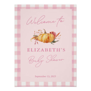 Little Pumpkin Girl Baby Shower Welcome Sign