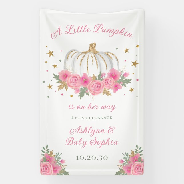 Little Pumpkin Girl Baby Sprinkle Banner (Vertical)