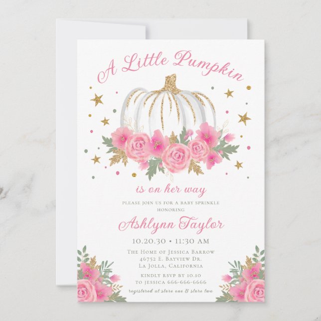 Little Pumpkin Girl Baby Sprinkle Invitation (Front)