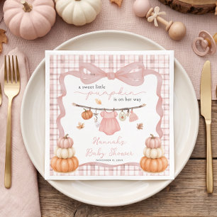Little Pumpkin Girl Clothes Fall Baby Shower Napkin