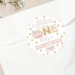 Little Pumpkin Girls 1st Birthday Classic Round Sticker