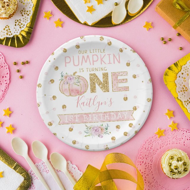 Little Pumpkin Girls 1st Birthday Paper Plate (Creator Uploaded)
