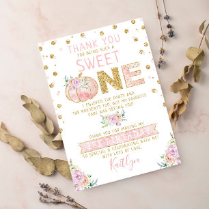 Little Pumpkin Girls 1st Birthday Thank You Card