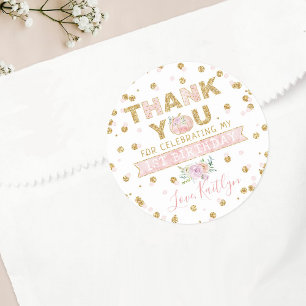 Little Pumpkin Girls 1st Birthday Thank You Classic Round Sticker