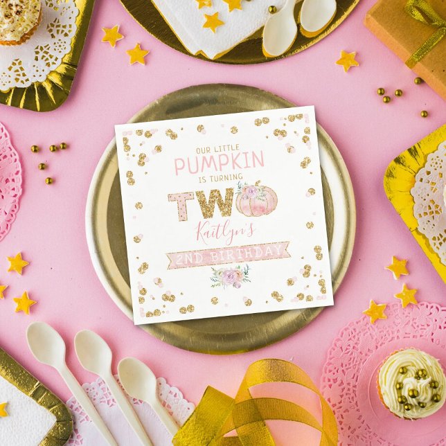 Little Pumpkin Girls 2nd Birthday Napkin (Creator Uploaded)