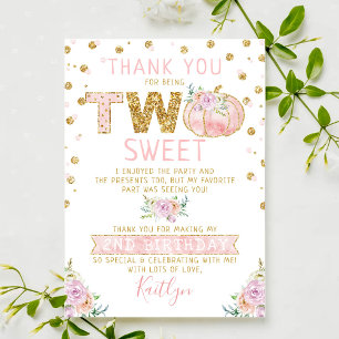 Little Pumpkin Girls 2nd Birthday Thank You Card