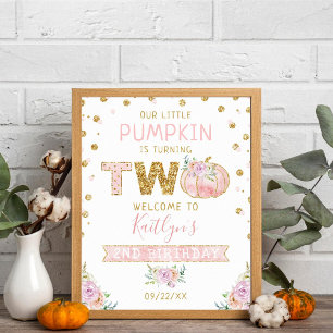 Little Pumpkin Girls 2nd Birthday Welcome Sign