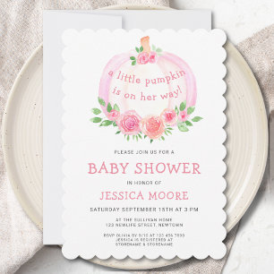 Little Pumpkin Girl's Baby Shower Invitation