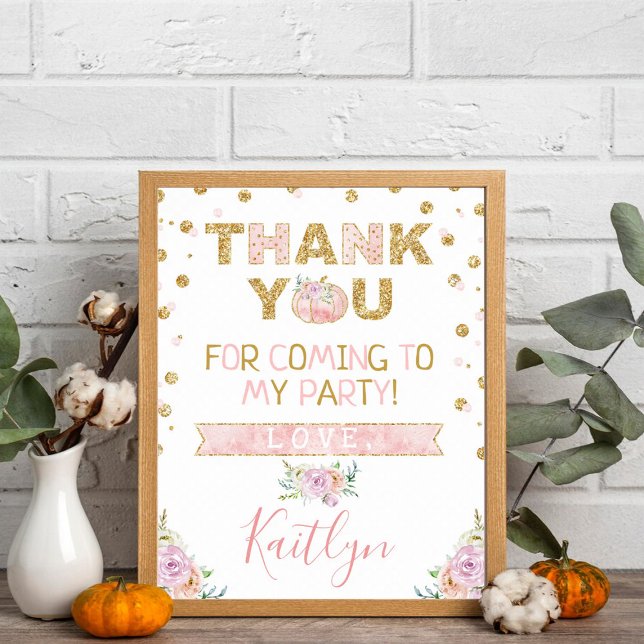 Little Pumpkin Girls Birthday Thank You Sign (Creator Uploaded)