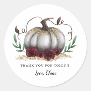 Little Pumpkin Gold Burgundy Classic Round Sticker