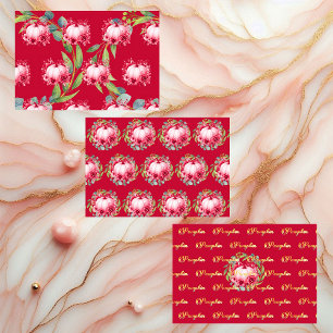 Little Pumpkin Green Wreath Pink Fall Autumn Colou Wrapping Paper Sheet