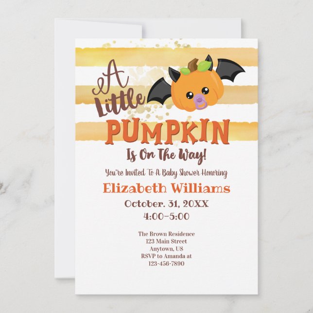 Little Pumpkin Halloween Baby Shower Invitation (Front)