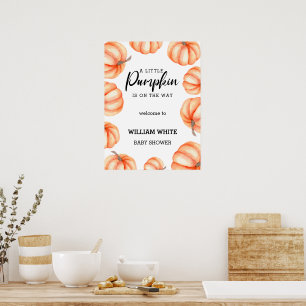 Little Pumpkin Halloween Fall Baby Welcome Poster