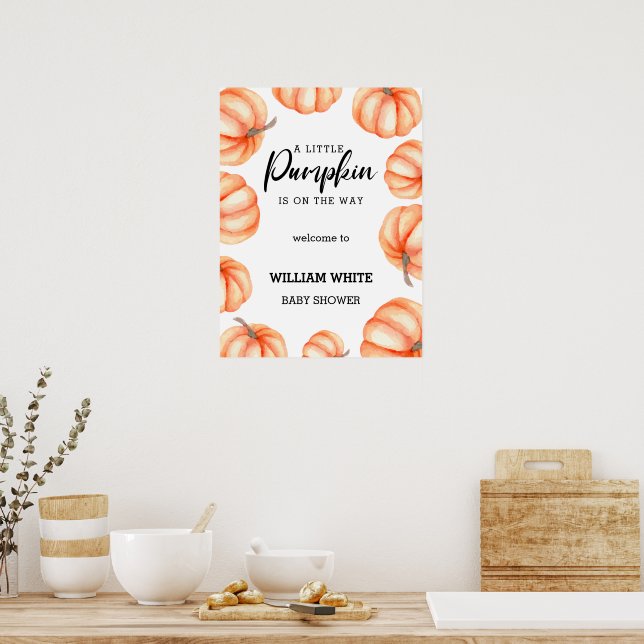 Little Pumpkin Halloween Fall Baby Welcome Poster (Kitchen)