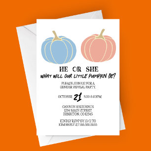Little Pumpkin Halloween Gender Reveal Party Invitation