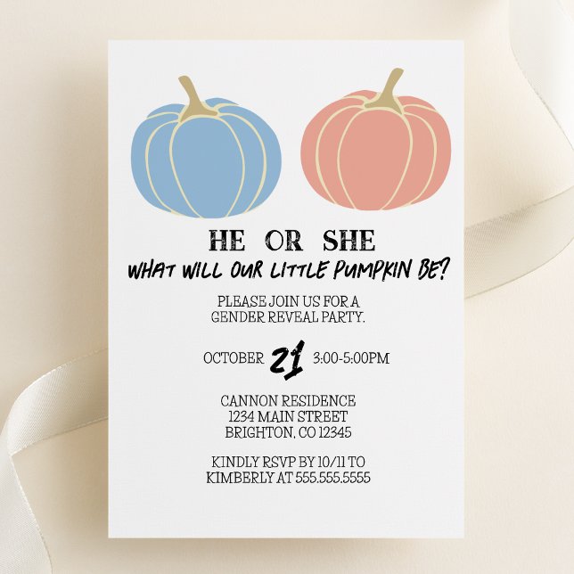 Little Pumpkin Halloween Gender Reveal Party Invitation (Creator Uploaded)