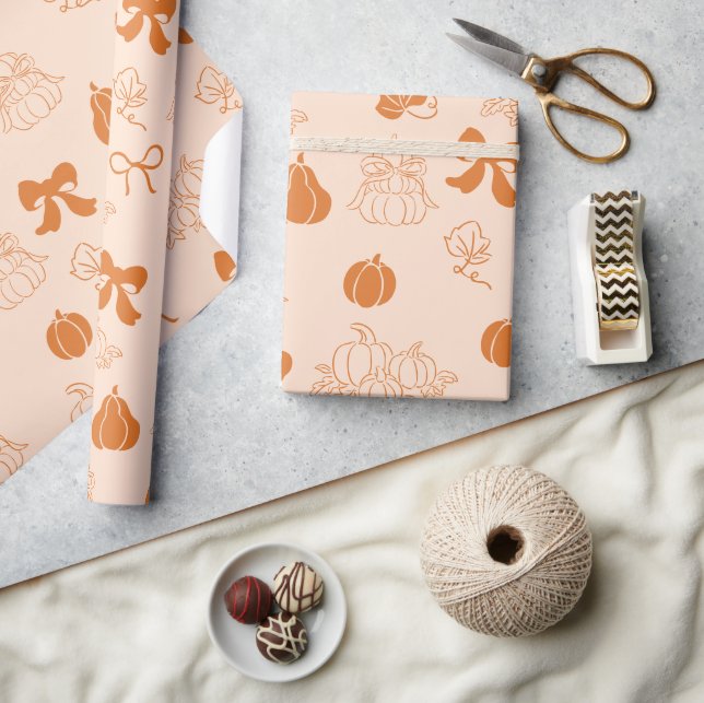 Little Pumpkin Handdrawn orange Baby shower Wrapping Paper (Crafts)