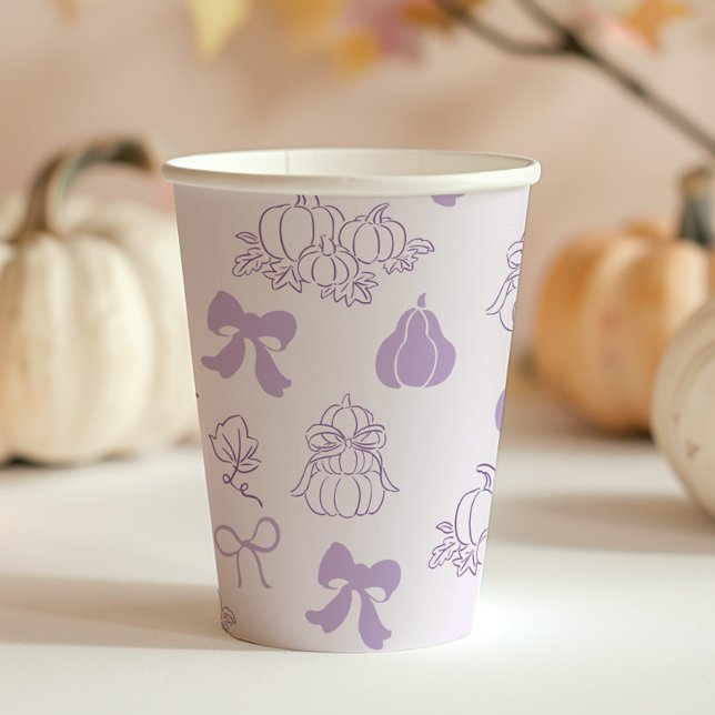 Little Pumpkin Handdrawn purple Baby shower Paper Cups (Creator Uploaded)