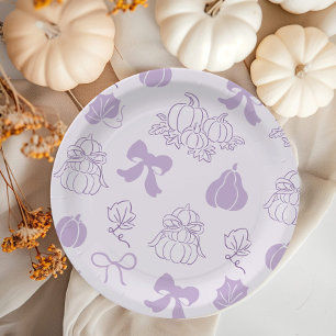 Little Pumpkin Handdrawn Purple Baby shower Paper Plate