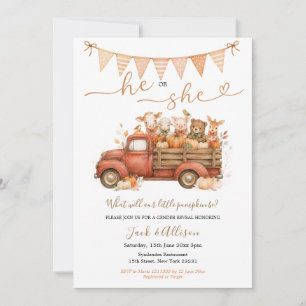 Little Pumpkin He or She Fall Farm Gender Reveal Invitation