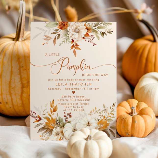 Little pumpkin in on the way baby shower invitation (Creator Uploaded)