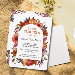 Little Pumpkin Is On The Way autumn baby Shower  Invitation