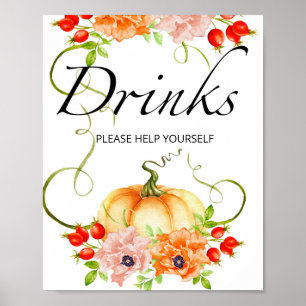 Little pumpkin is on the way baby shower drinks  poster