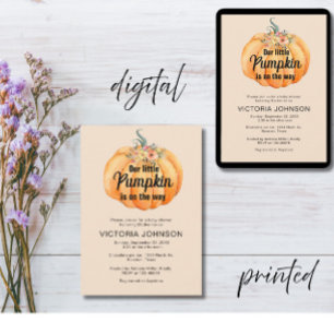 Little Pumpkin is on the way Baby Shower  Invitation