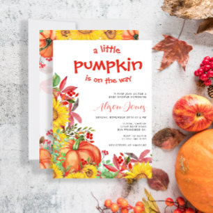 Little pumpkin is on the way baby shower invitation