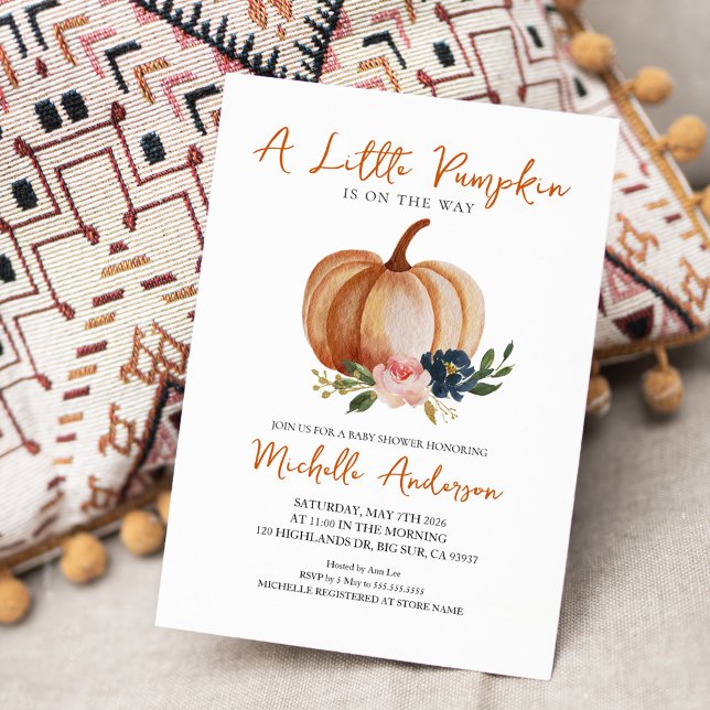 Little Pumpkin Is On The Way Baby Shower  Invitation (Creator Uploaded)