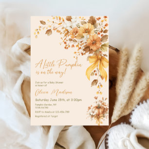 Little Pumpkin Is On The Way Baby Shower Invitation