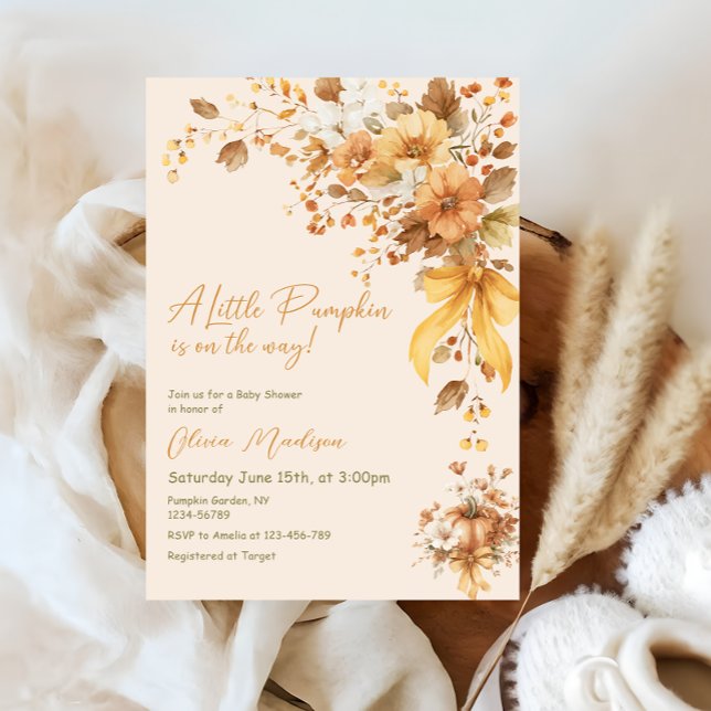 Little Pumpkin Is On The Way Baby Shower Invitation (Creator Uploaded)