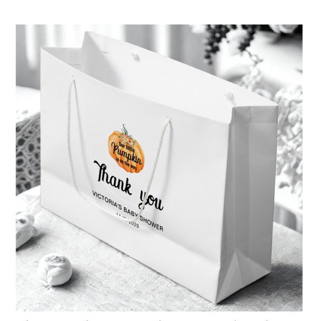 Little Pumpkin is on the way Baby Shower  Large Gift Bag (Creator Uploaded)