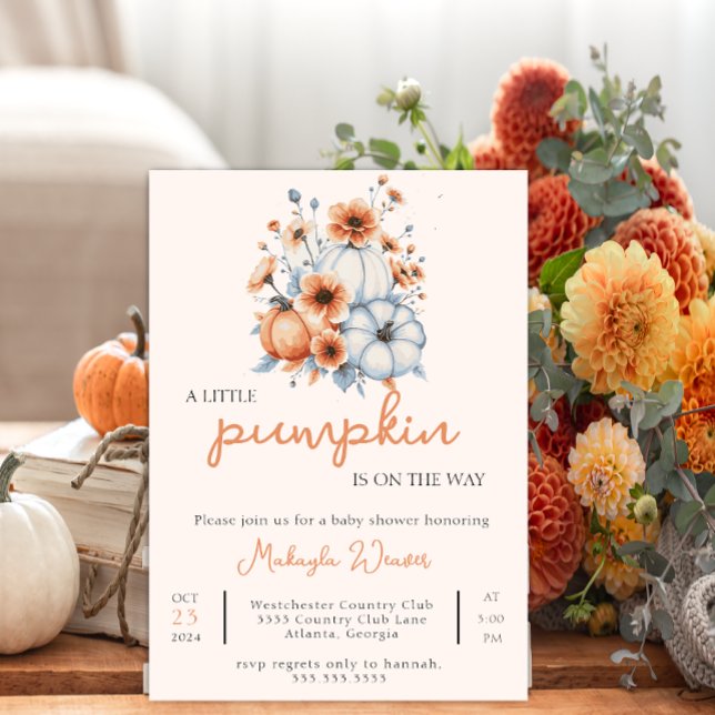 Little Pumpkin is On the Way Editable Baby Shower Invitation (Creator Uploaded)