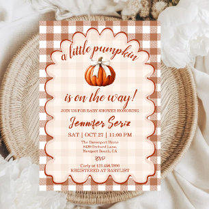 Little Pumpkin Is On The Way Fall Baby Shower Invitation