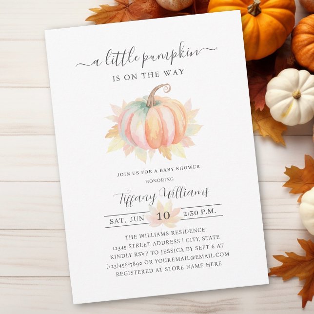 Little Pumpkin is On The Way Fall Baby Shower Invitation (Creator Uploaded)
