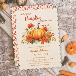 Little Pumpkin is on the way Fall Baby Shower  Invitation
