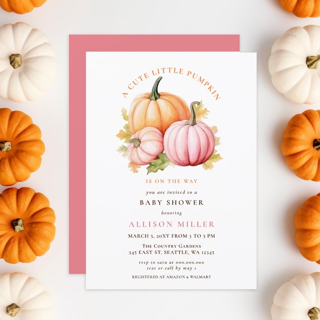 little pumpkin is on the way fall Girl baby shower Invitation (little pumpkin is on the way fall Girl baby shower Invitation)