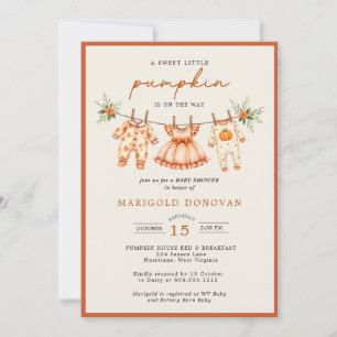 Little Pumpkin is on the Way Gingham Baby Shower Invitation