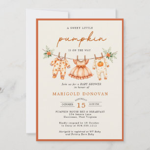 Little Pumpkin is on the Way Gingham Baby Shower Invitation